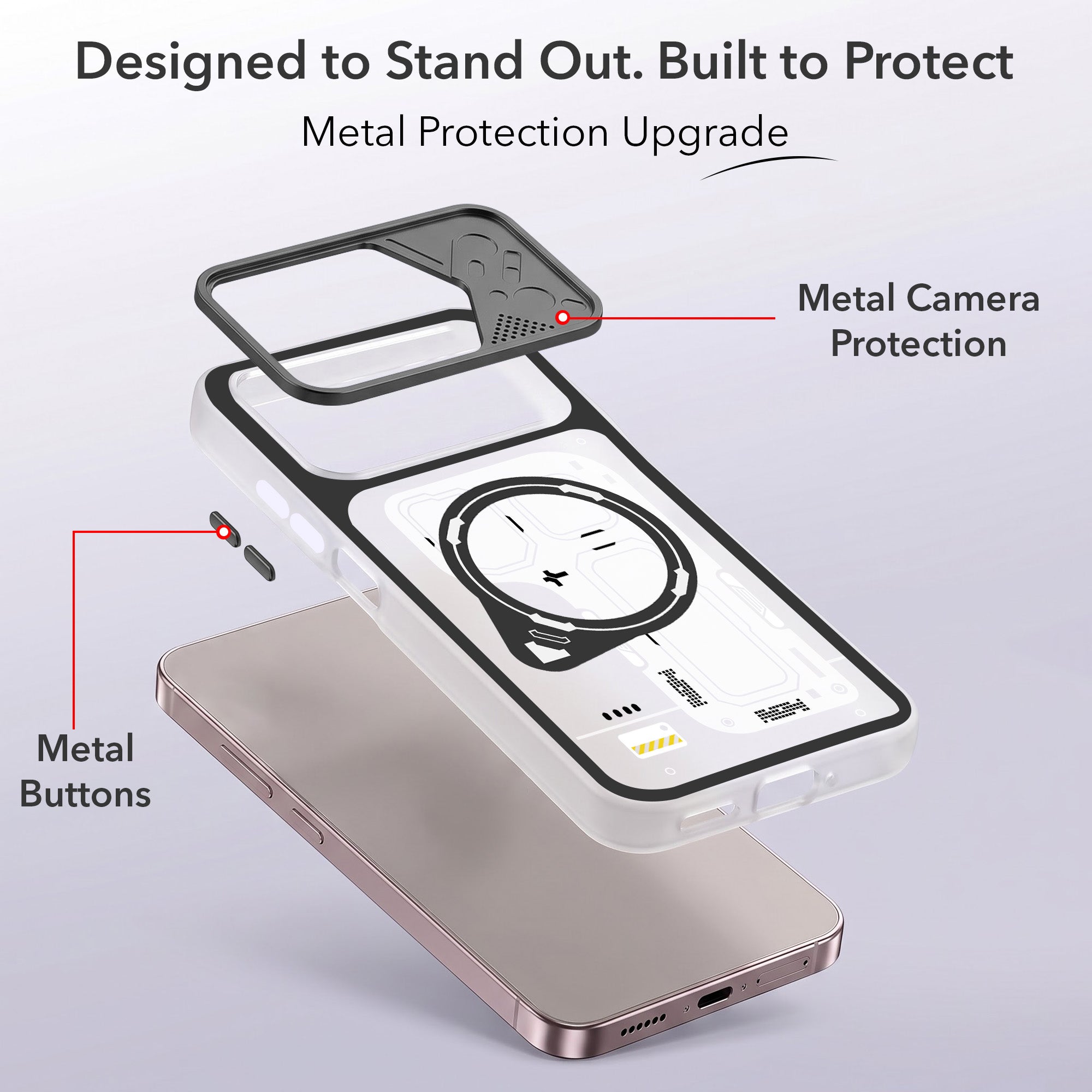 For Motorola Moto G67 Power | G57 Power Metallic Back Cover Case (Metallic Camera Protection & Buttons | Translucent Milky Shade | Hard Polycarbonate)