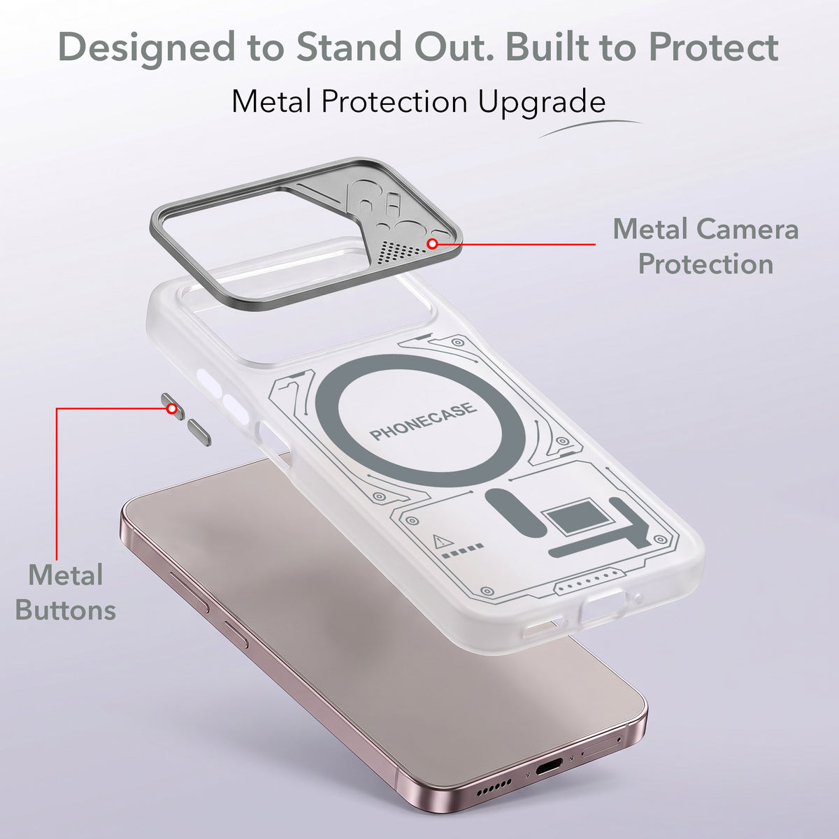 For Motorola Moto G67 Power | G57 Power Metallic Back Cover Case (Metallic Camera Protection & Buttons | Translucent Milky Shade | Hard Polycarbonate)