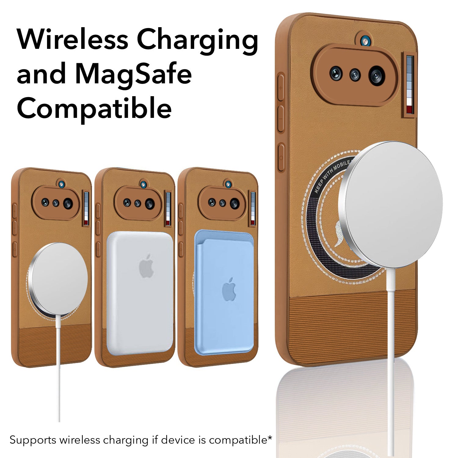 For Nothing Phone 4A 5G Back Cover Case PU Leather Finish (Professional Minimalist Texture | MagSafe Compatile | Camera Protection | Sleek Sober Formal)