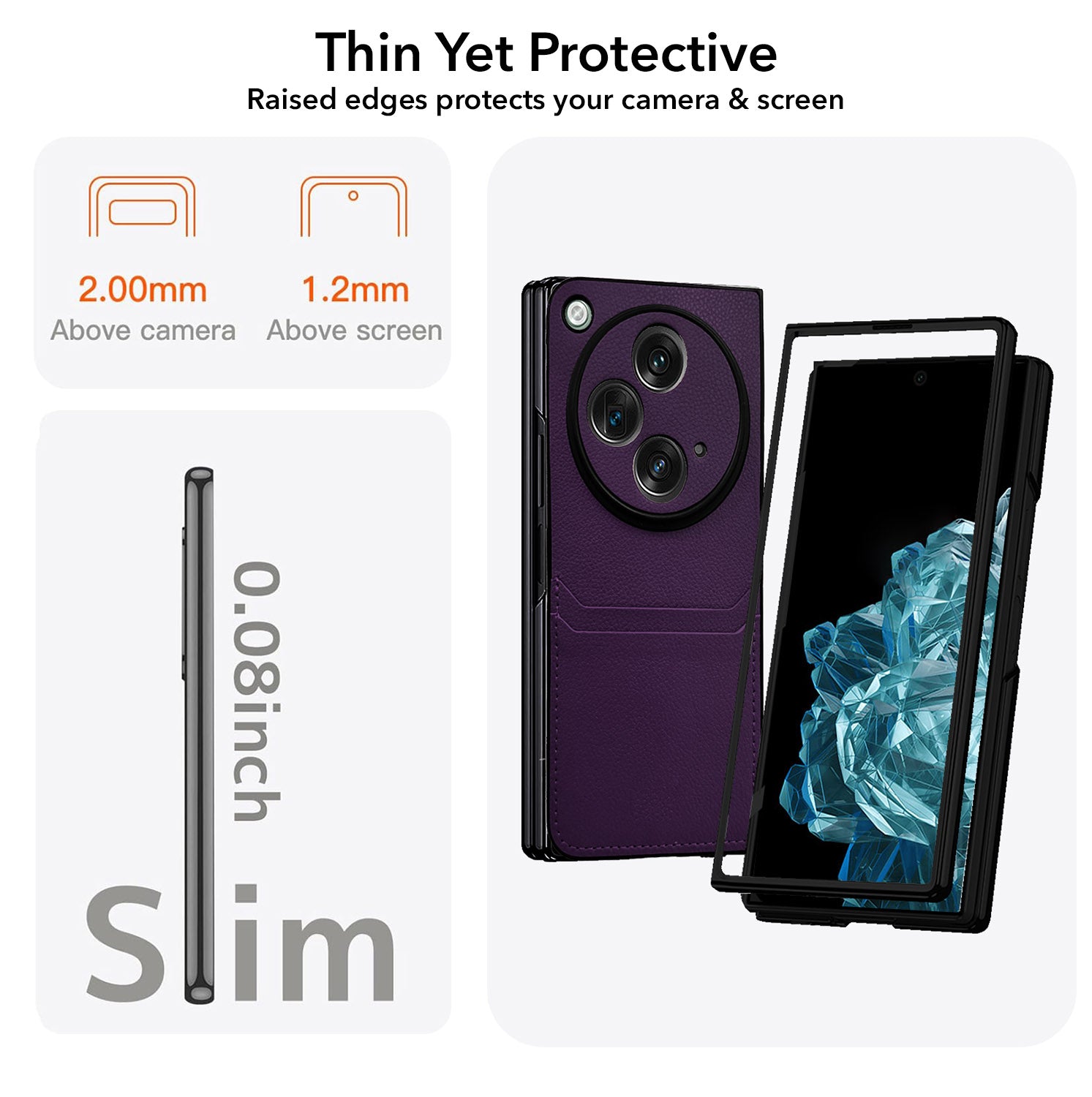 For OnePlus Open Leather Back Case Cover (Full Camera Protection | Card Wallet Slots | Hand Stitched Professional Look)