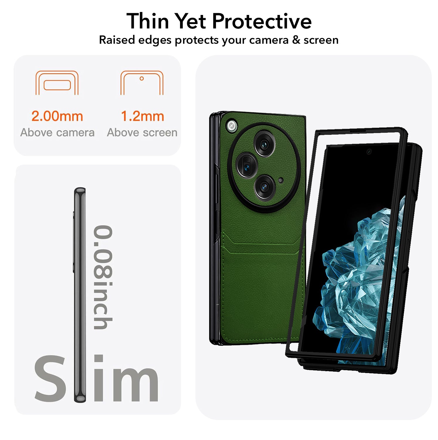 For OnePlus Open Leather Back Case Cover (Full Camera Protection | Card Wallet Slots | Hand Stitched Professional Look)