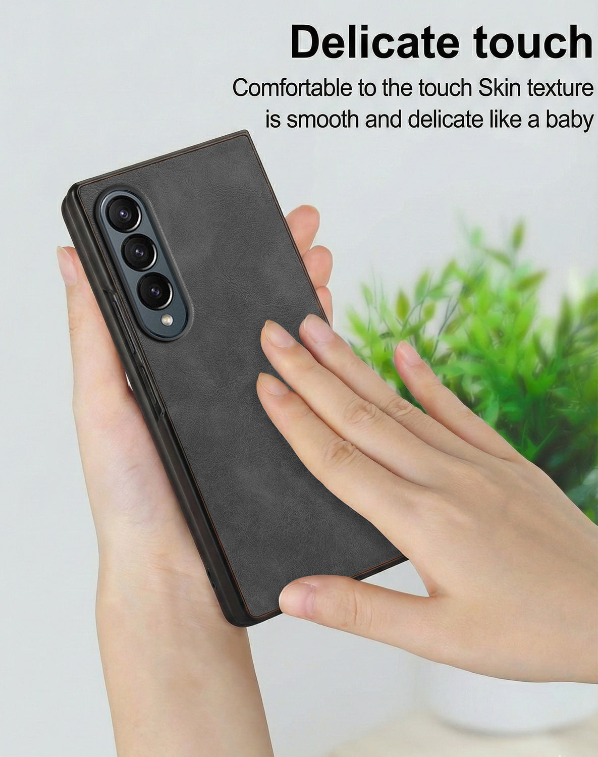 For Samsung Galaxy Z Fold 4 5G Back Cover Front Glass Leather (Full Body Case | Built-in Screen Protector | Inside Fiber Cloth | Minimalist Professional)