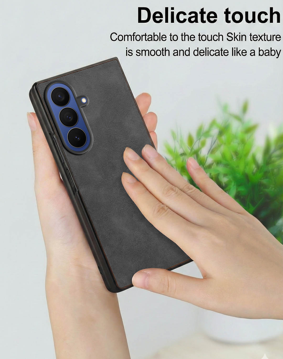 For Samsung Galaxy Z Fold 7 Back Cover Front Glass Leather (Full Body Case | Built-in Screen Protector | Inside Fiber Cloth | Minimalist Professional)