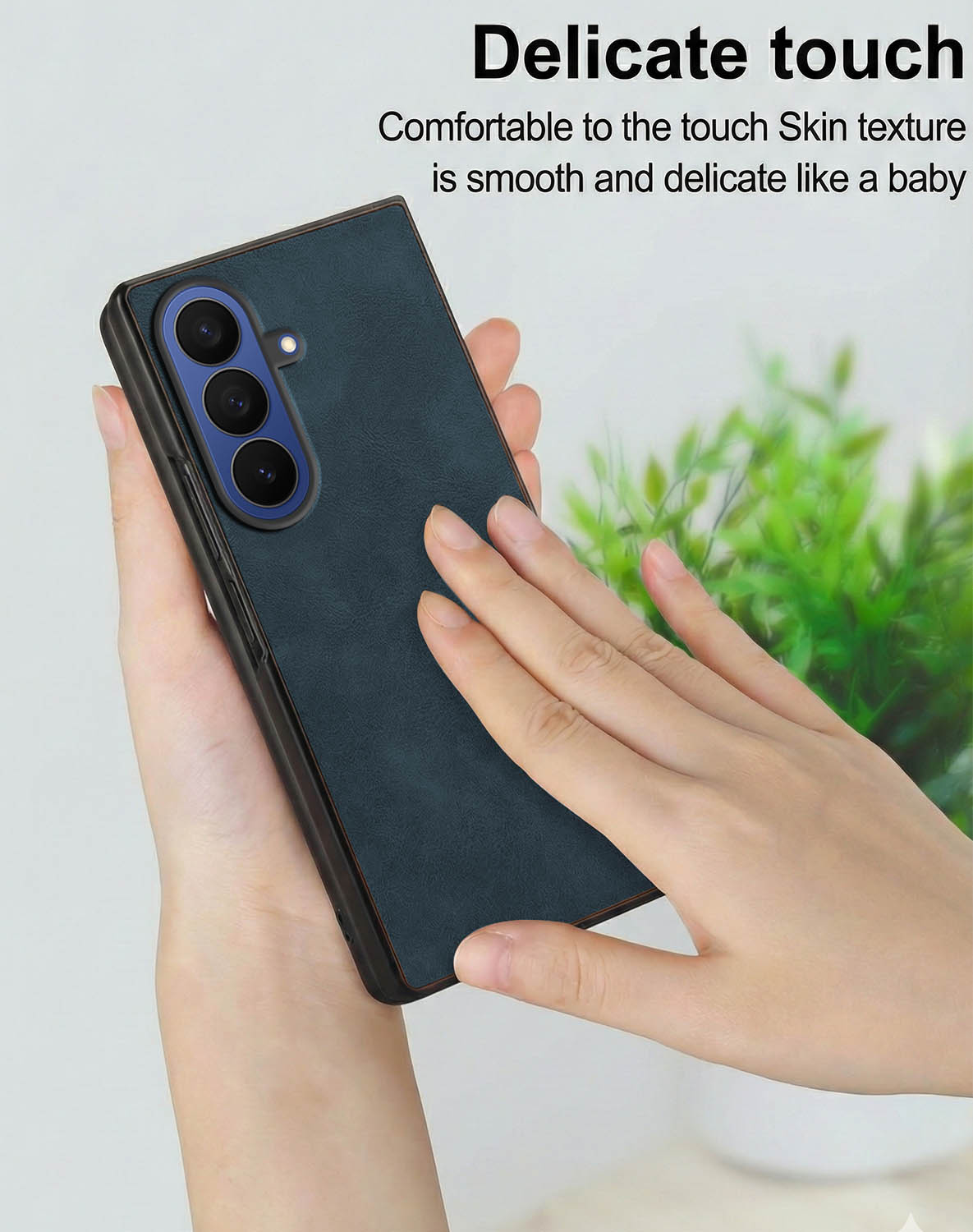 For Samsung Galaxy Z Fold 7 Back Cover Front Glass Leather (Full Body Case | Built-in Screen Protector | Inside Fiber Cloth | Minimalist Professional)