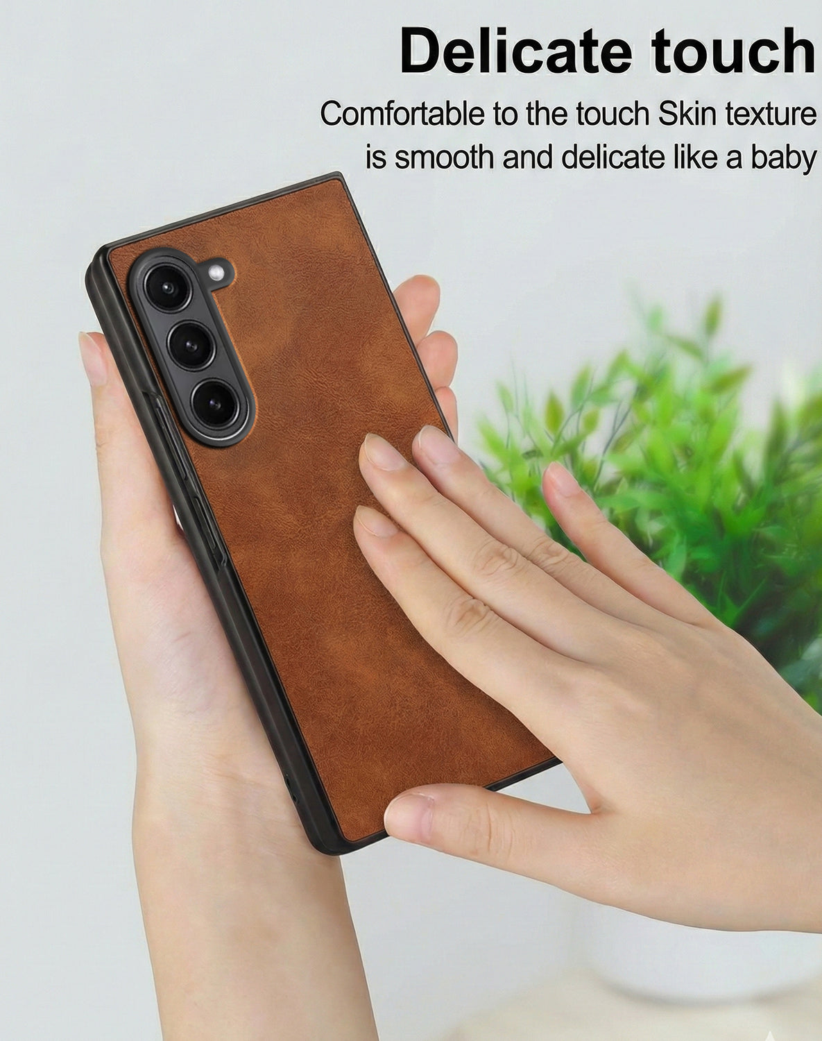 For Samsung Galaxy Z Fold 5 5G Back Cover Front Glass Leather (Full Body Case | Built-in Screen Protector | Inside Fiber Cloth | Minimalist Professional)