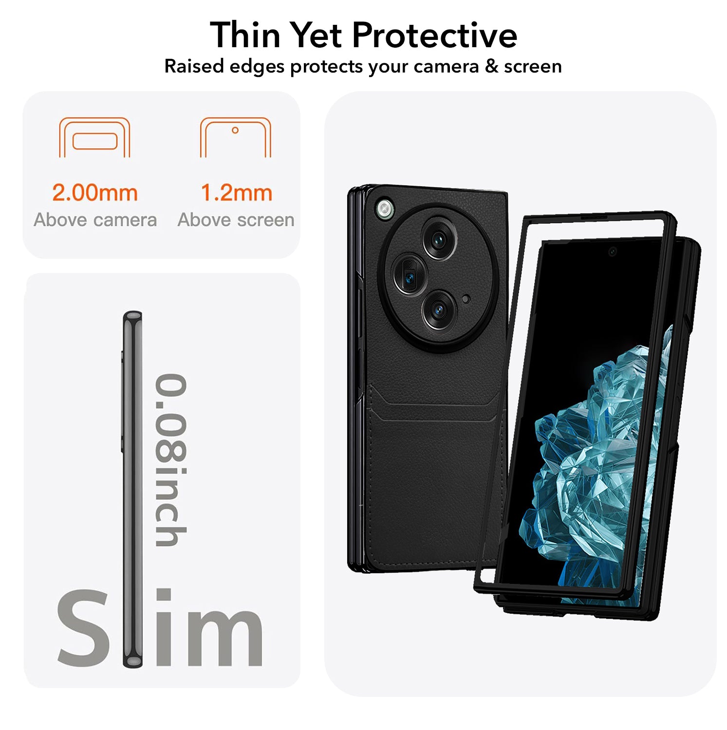 For OnePlus Open Leather Back Case Cover (Full Camera Protection | Card Wallet Slots | Hand Stitched Professional Look)