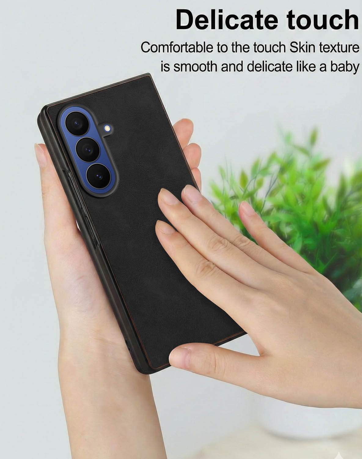 For Samsung Galaxy Z Fold 7 Back Cover Front Glass Leather (Full Body Case | Built-in Screen Protector | Inside Fiber Cloth | Minimalist Professional)