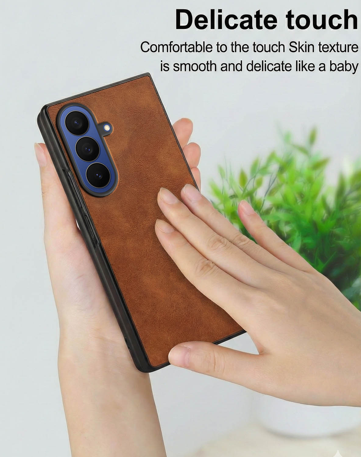 For Samsung Galaxy Z Fold 7 Back Cover Front Glass Leather (Full Body Case | Built-in Screen Protector | Inside Fiber Cloth | Minimalist Professional)