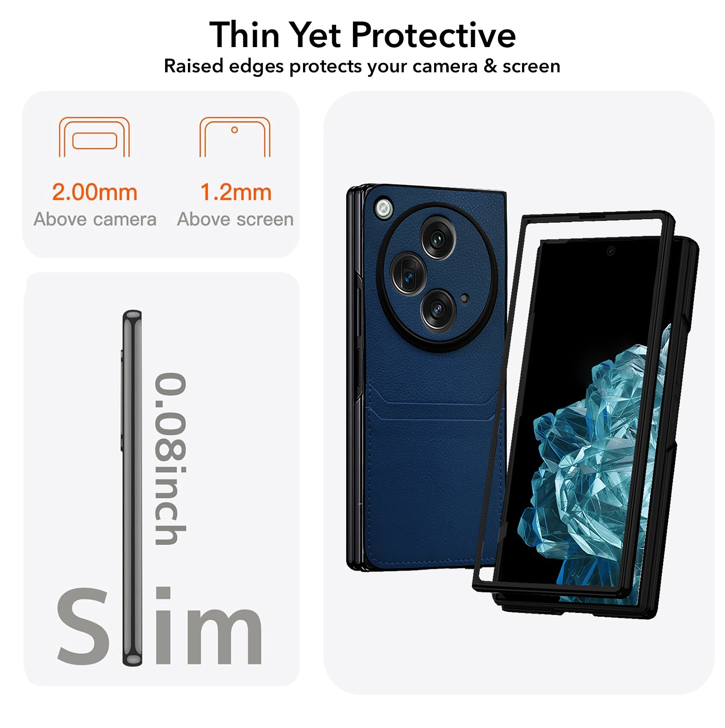 For OnePlus Open Leather Back Case Cover (Full Camera Protection | Card Wallet Slots | Hand Stitched Professional Look)