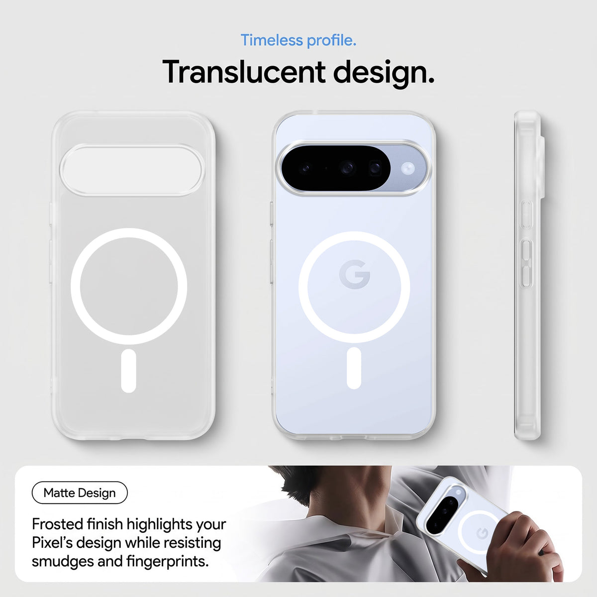 For Google Pixel 10 Matte Finish Back Case Cover (MagSafe Compatible | Translucent Soft Touch | Slim and Unbreakable)
