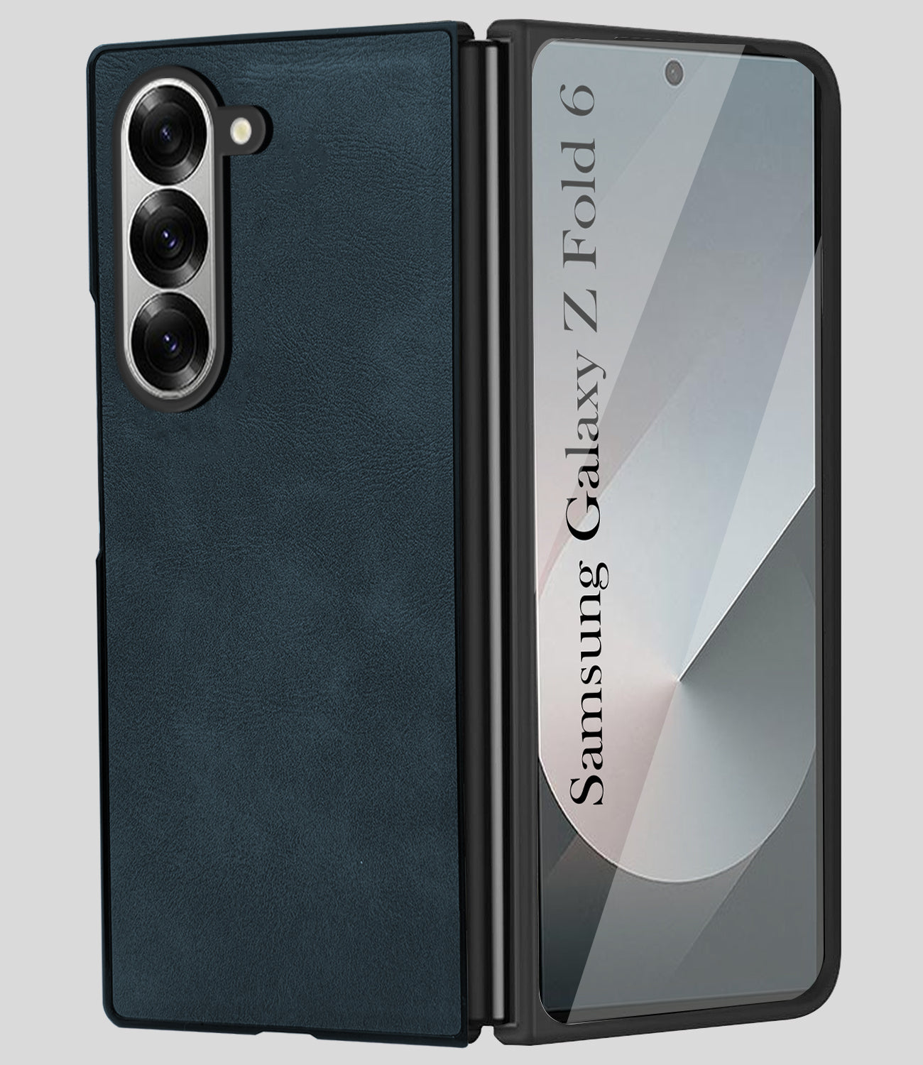 For Samsung Galaxy Z Fold 6 5G Back Cover Front Glass Leather (Full Body Case | Built-in Screen Protector | Inside Fiber Cloth | Minimalist Professional)