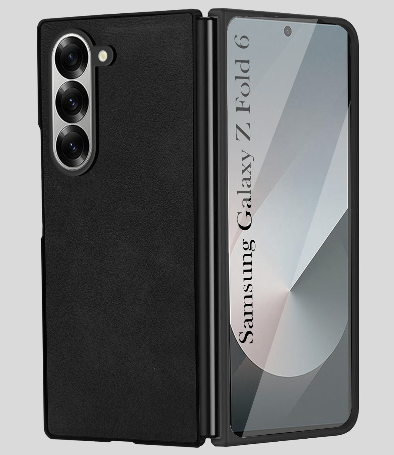 For Samsung Galaxy Z Fold 6 5G Back Cover Front Glass Leather (Full Body Case | Built-in Screen Protector | Inside Fiber Cloth | Minimalist Professional)