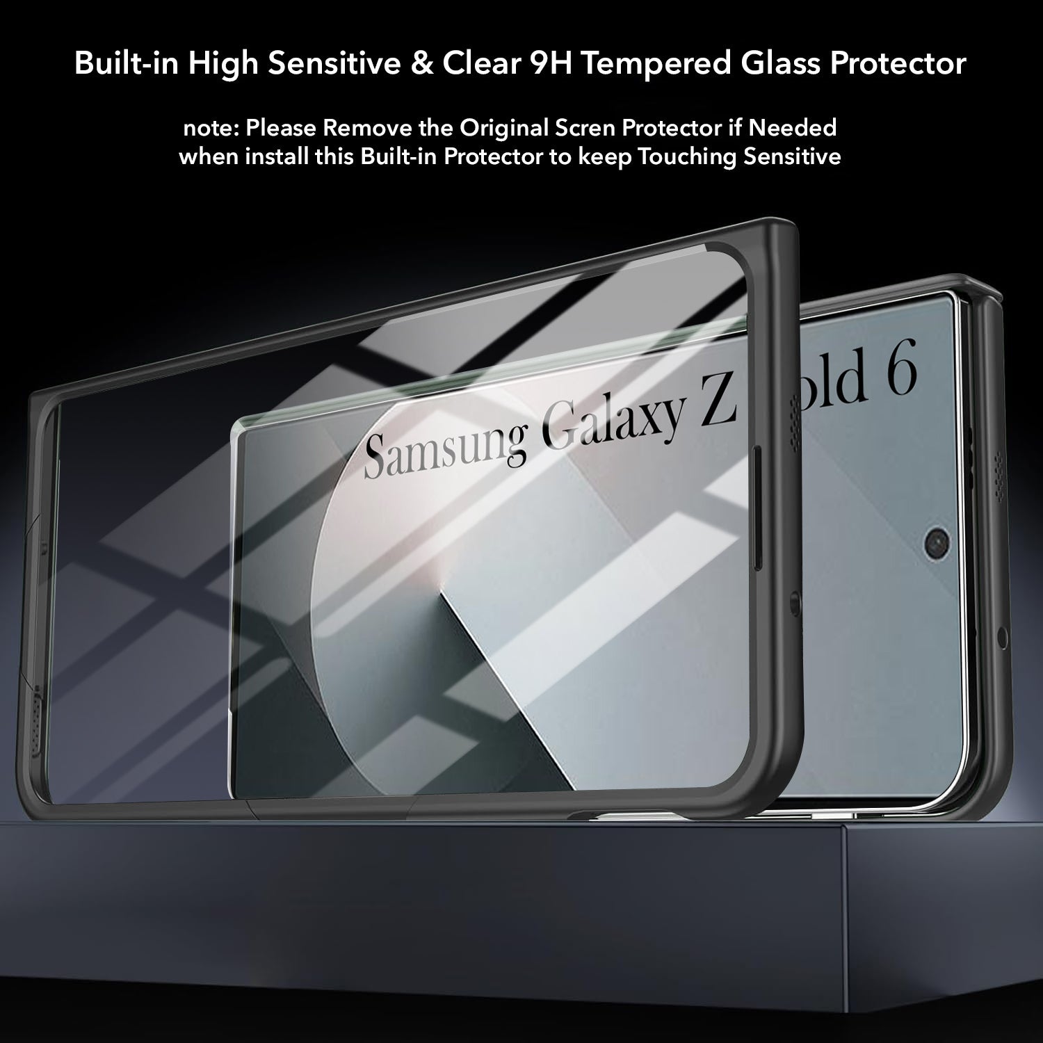 For Samsung Galaxy Z Fold 6 5G Back Cover Front Glass Leather (Full Body Case | Built-in Screen Protector | Inside Fiber Cloth | Minimalist Professional)