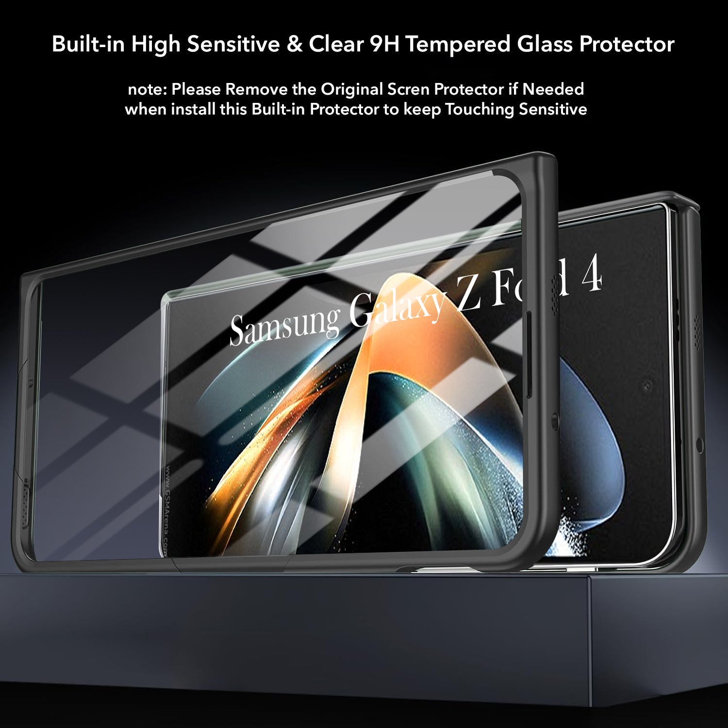 For Samsung Galaxy Z Fold 4 5G Back Cover Front Glass Leather (Full Body Case | Built-in Screen Protector | Inside Fiber Cloth | Minimalist Professional)