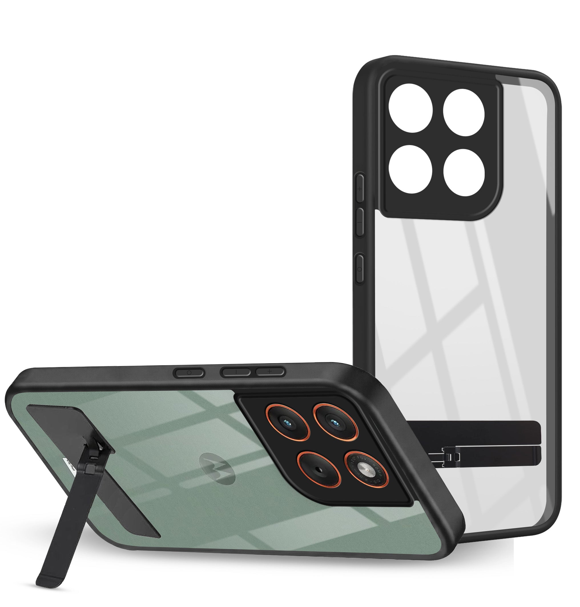 For Motorola Moto Edge 70 Back Cover Case (Built-in Stand | Lifetime Anti Yellow | Kickstand Shockproof | Camera Protection | MagSafe Compatible)