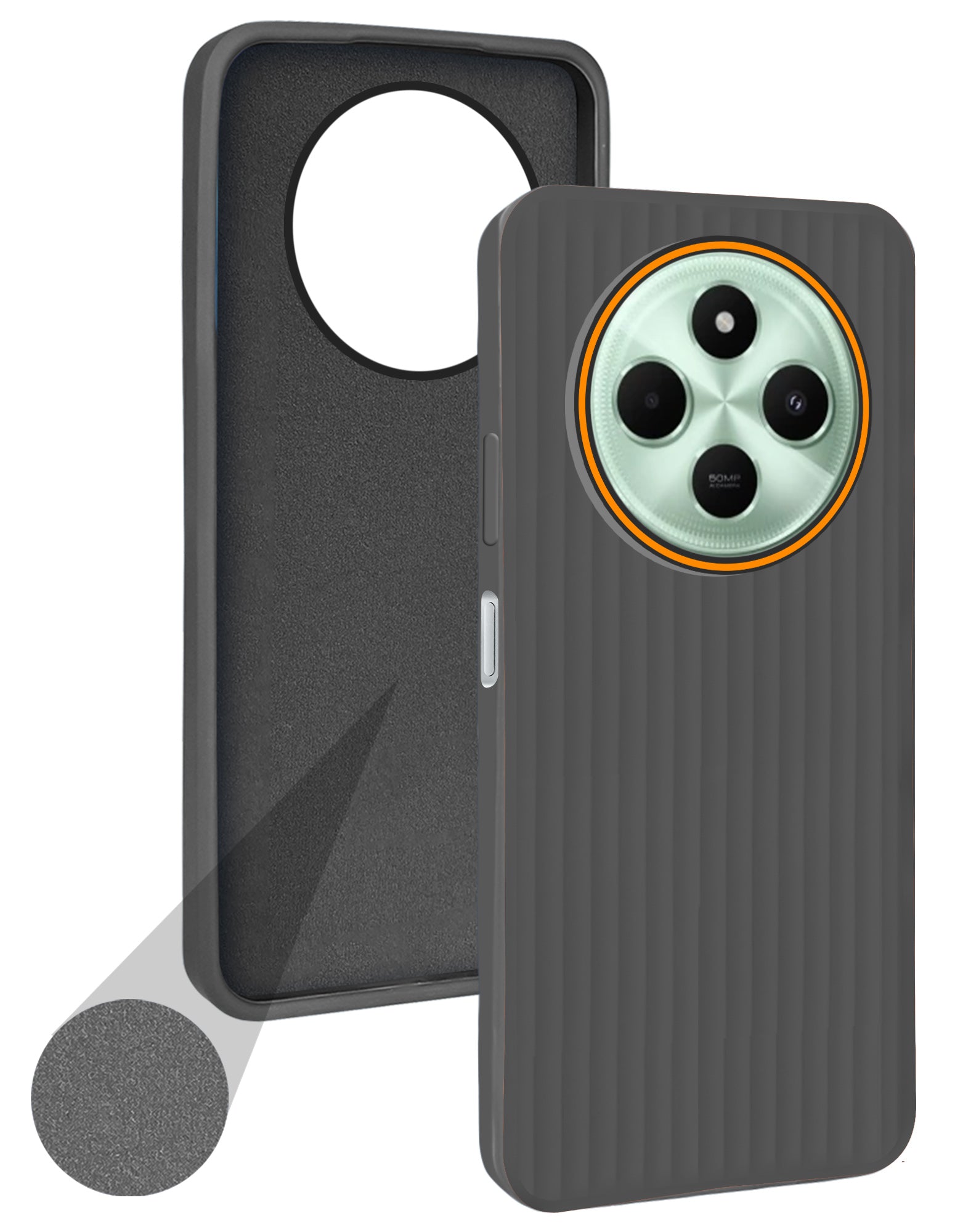 For Poco C75 | Poco M7 Back Cover Case (Minimalist Professional Look | Inside Fiber Cloth | Camera Protection Bump | Line Texture)
