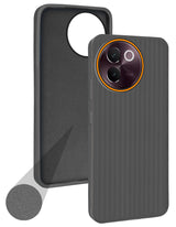 For Vivo V30e Back Cover Case (Minimalist Professional Look | Inside Fiber Cloth | Camera Protection Bump | Line Texture)