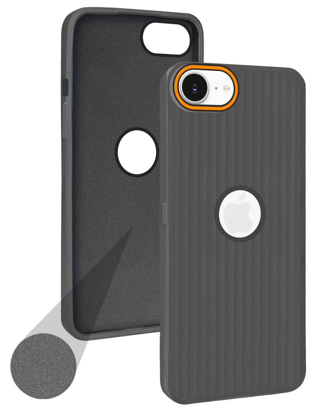 For iPhone 16e | iPhone 17e Back Cover Case (Minimalist Professional Look | Inside Fiber Cloth | Camera Protection Bump | Line Texture)