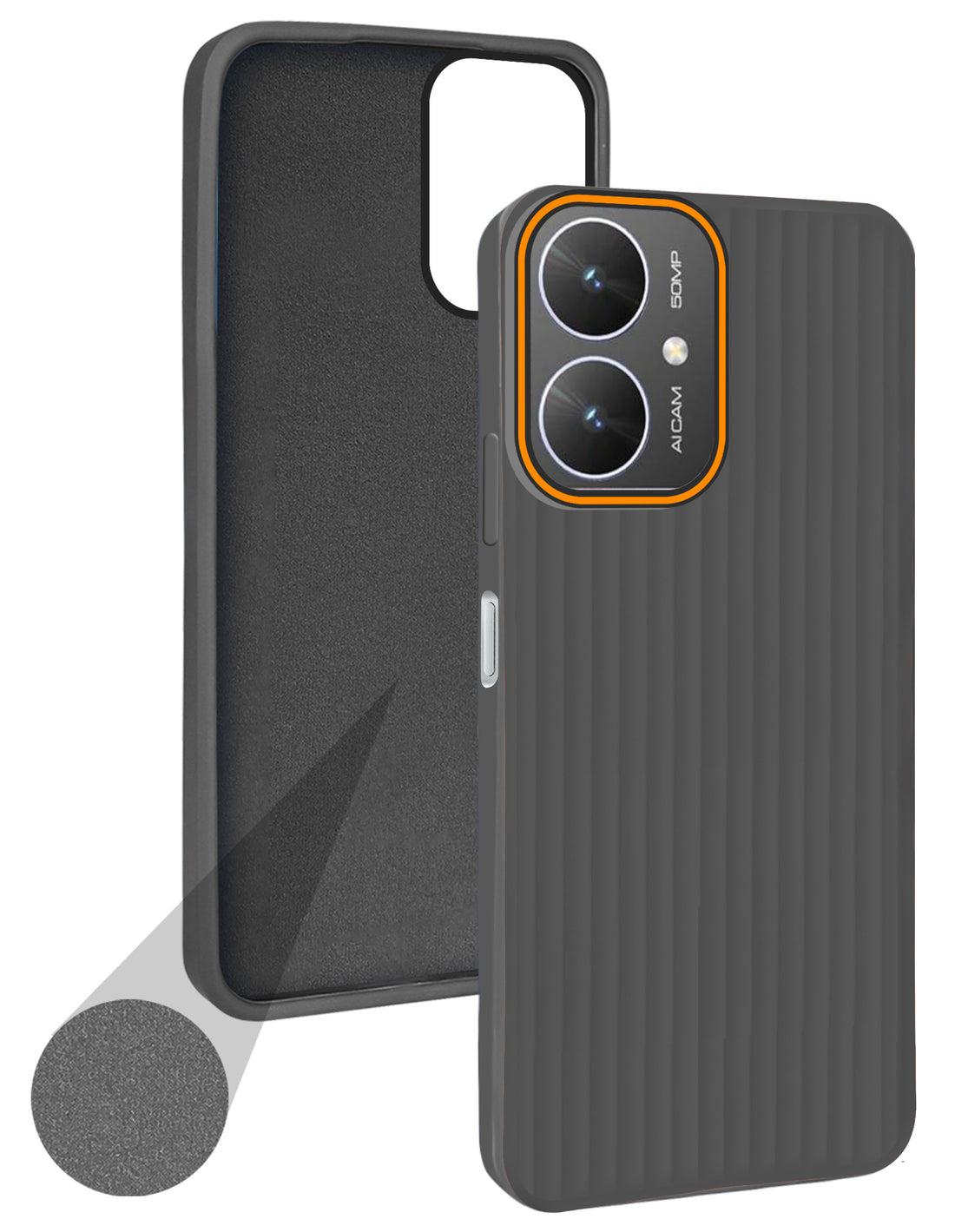 For Poco M6 5G Back Cover Case (Minimalist Professional Look | Inside Fiber Cloth | Camera Protection Bump | Line Texture)