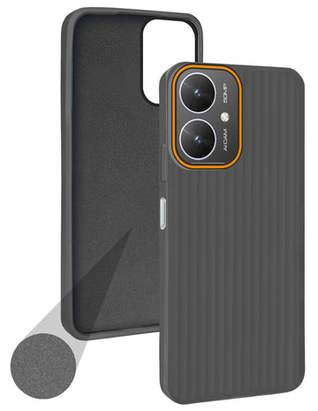 For Poco M6 5G Back Cover Case (Minimalist Professional Look | Inside Fiber Cloth | Camera Protection Bump | Line Texture)