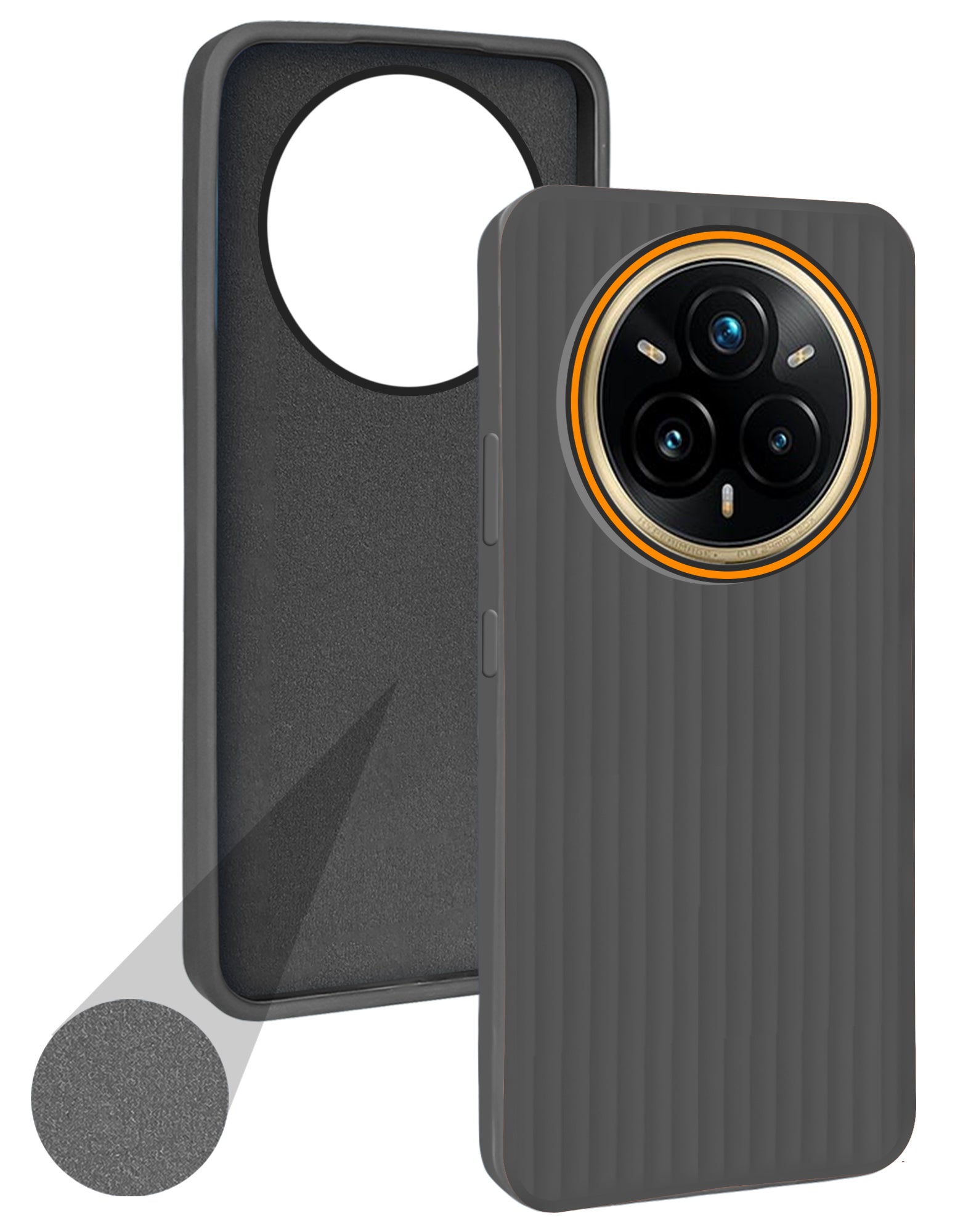 For Realme 14 Pro Plus 5G Back Cover Case (Minimalist Professional Look | Inside Fiber Cloth | Camera Protection Bump | Line Texture)