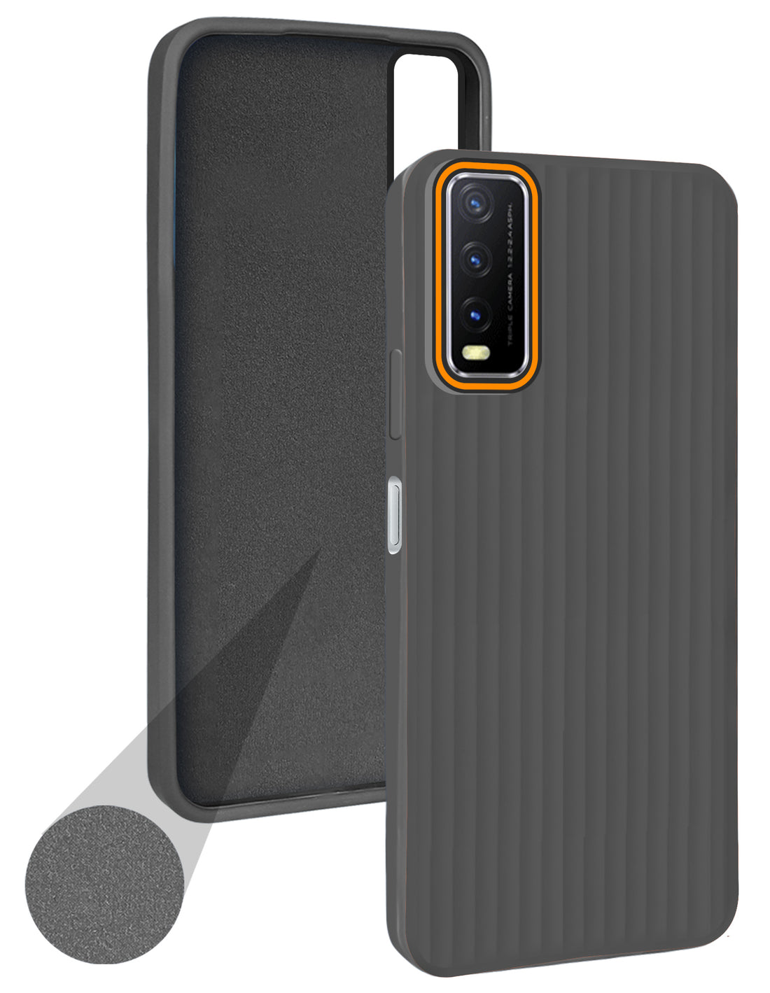 For Vivo Y20 | Y20i Back Cover Case (Minimalist Professional Look | Inside Fiber Cloth | Camera Protection Bump | Line Texture)