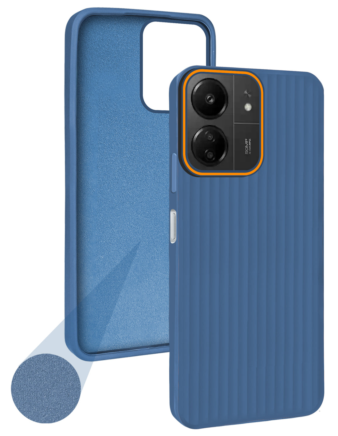 For Xiaomi Redmi 13C 4G Back Cover Case (Minimalist Professional Look | Inside Fiber Cloth | Camera Protection Bump | Line Texture)