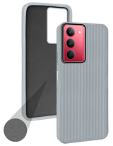 For Realme 14X Back Cover Case (Minimalist Professional Look | Inside Fiber Cloth | Camera Protection Bump | Line Texture)