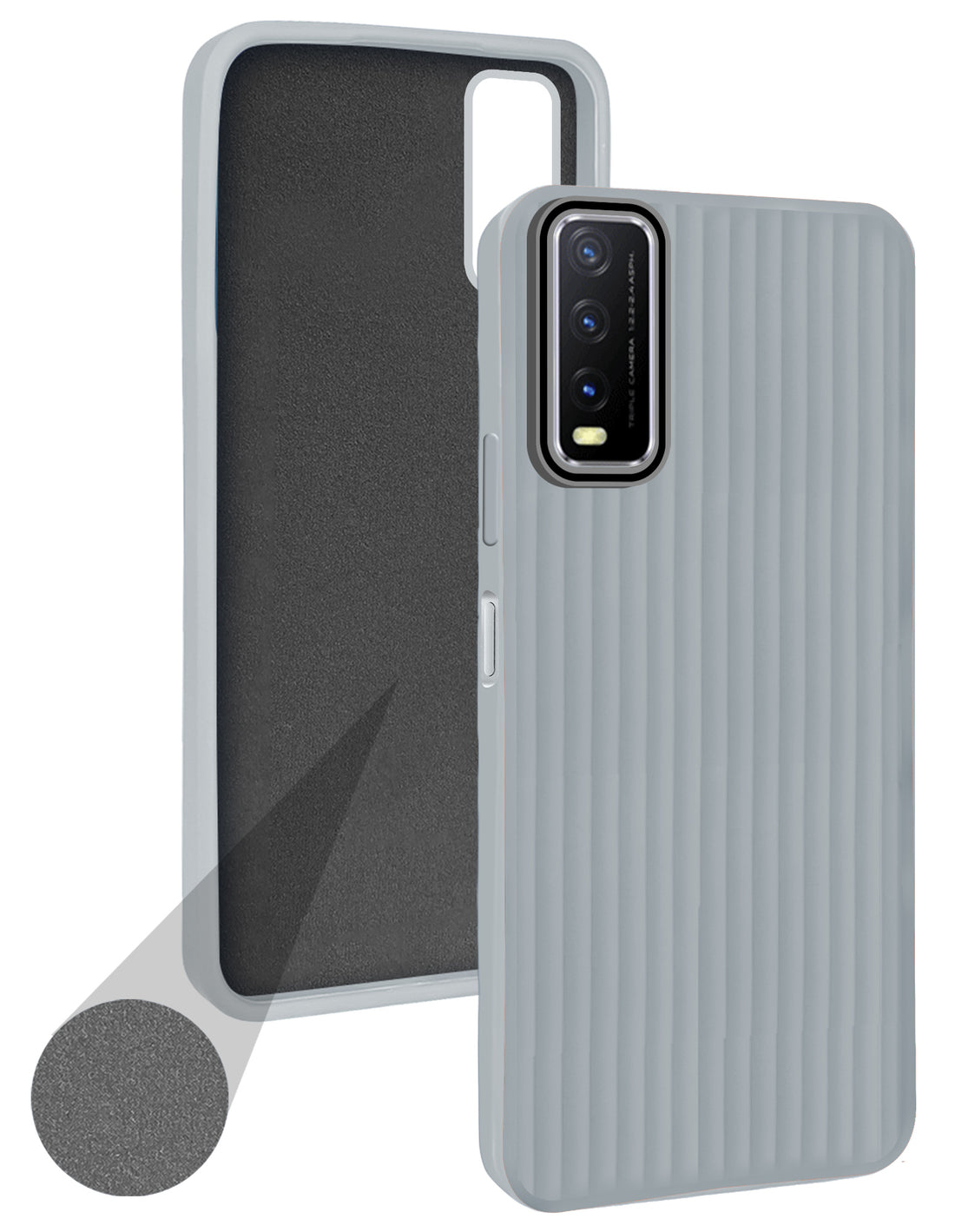 For Vivo Y20 | Y20i Back Cover Case (Minimalist Professional Look | Inside Fiber Cloth | Camera Protection Bump | Line Texture)