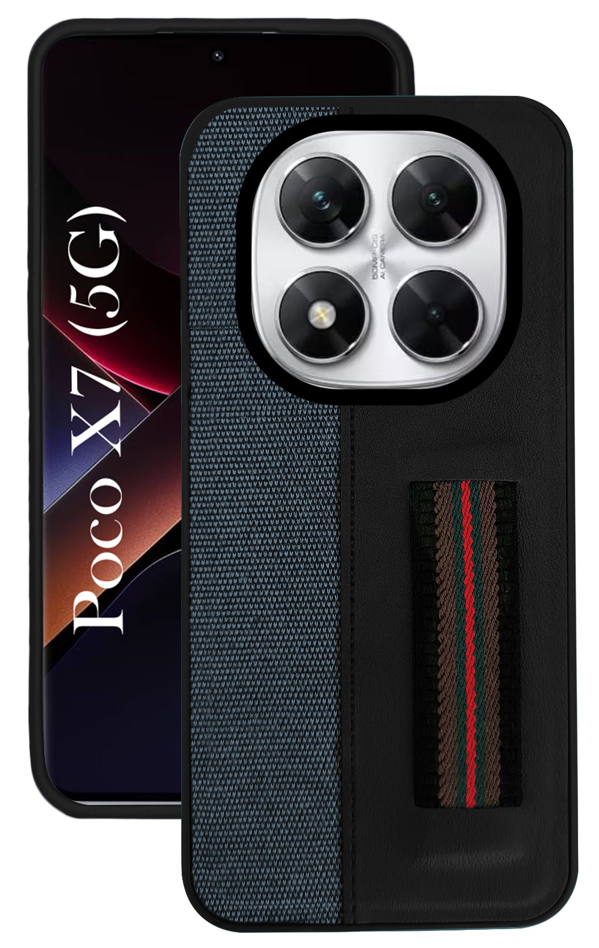 For Xiaomi Poco X7 Back Cover Case ( Professional PU Leather | Strip Chain Holder Socket)