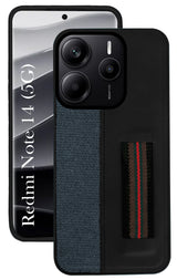 For Redmi Note 14 5G Back Cover Case ( Professional PU Leather | Strip Chain Holder Socket)