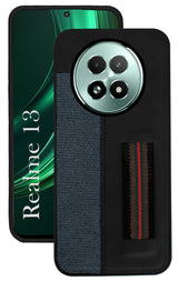 For Realme 13 Back Cover Case ( Professional PU Leather | Strip Chain Holder Socket)