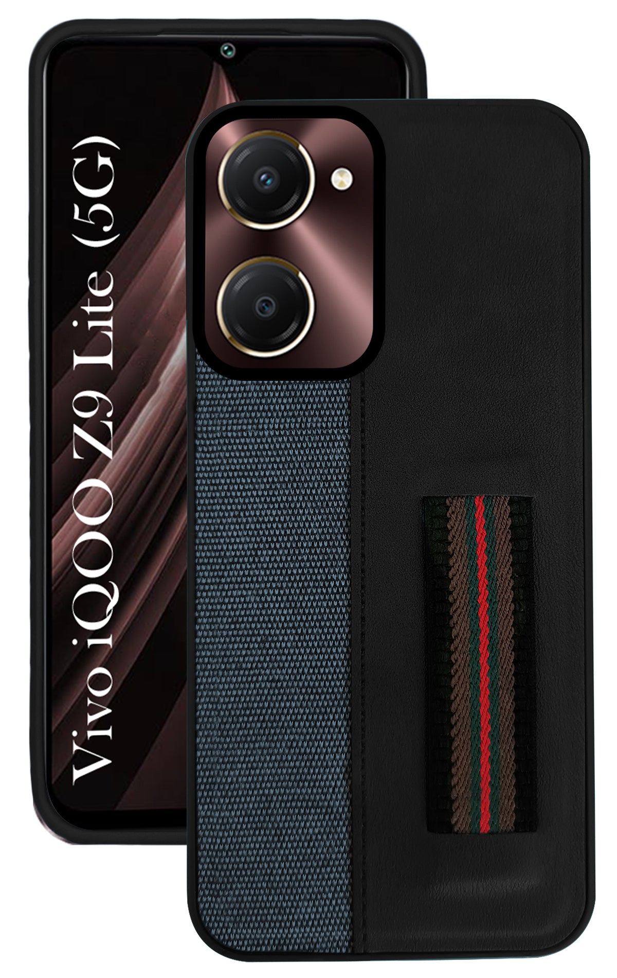 For Vivo iQOO Z9 Lite 5G Back Cover Case (Professional PU Leather | Strip Chain Holder Socket)