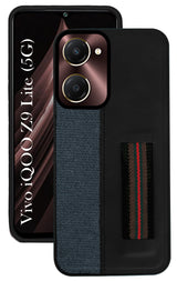 For Vivo iQOO Z9 Lite 5G Back Cover Case (Professional PU Leather | Strip Chain Holder Socket)