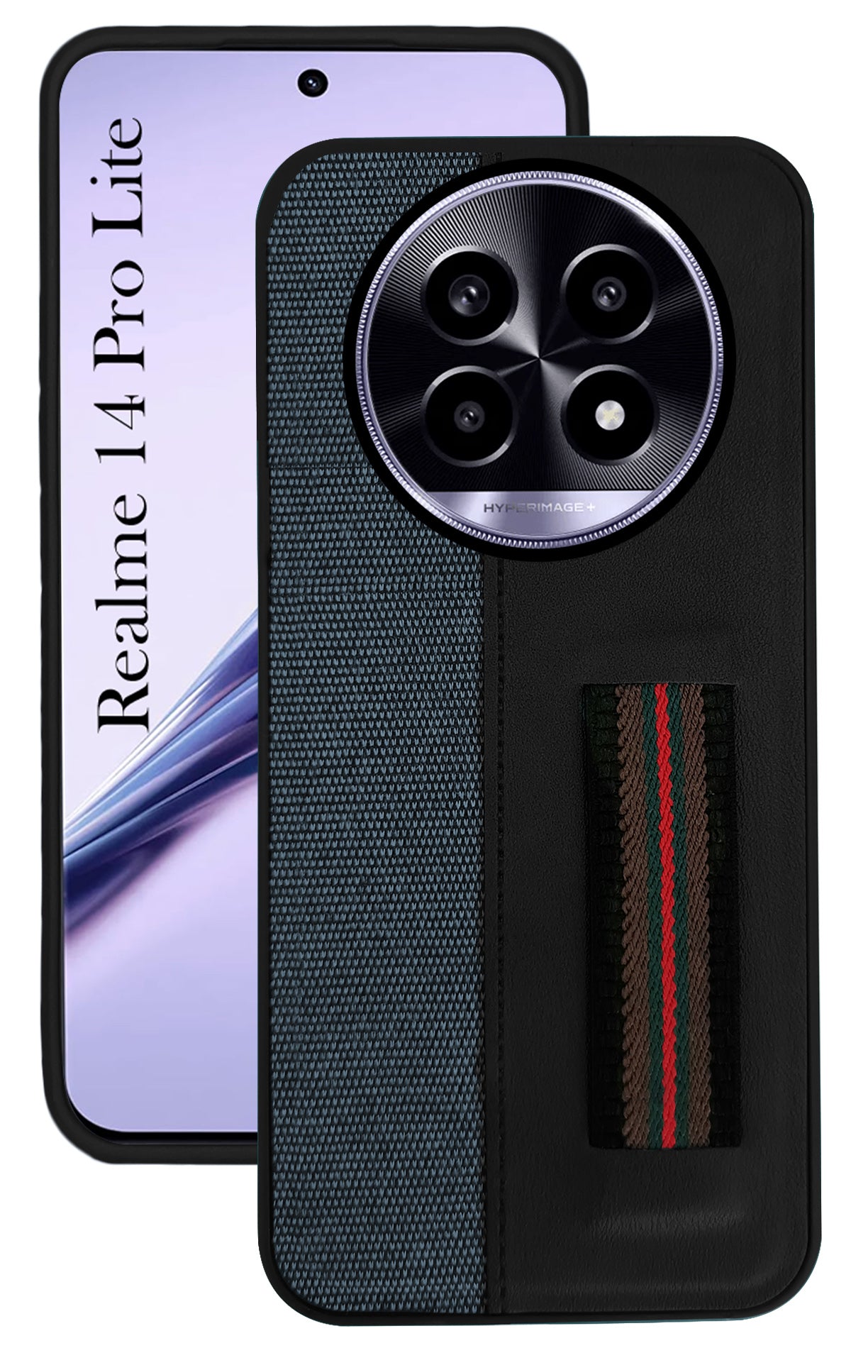 For Realme 14 Pro Lite Back Cover Case ( Professional PU Leather | Strip Chain Holder Socket)