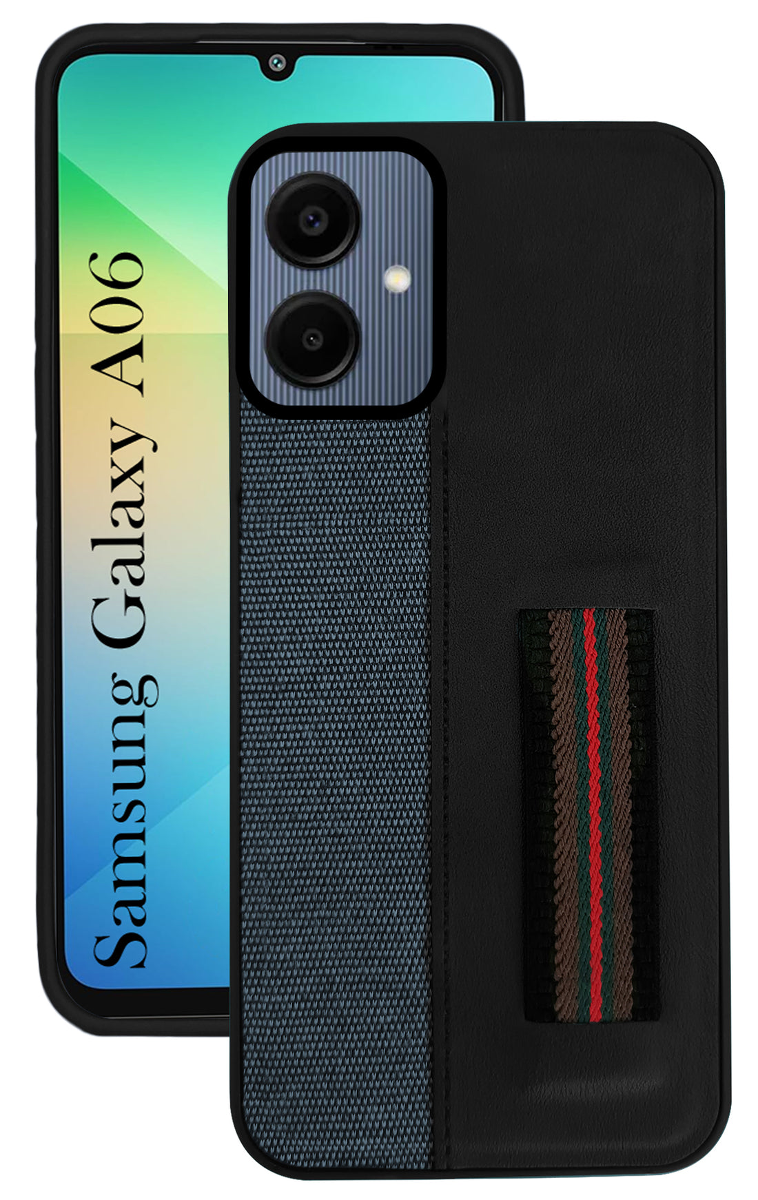 For Samsung Galaxy A06 Back Cover Case ( Professional PU Leather | Strip Chain Holder Socket)