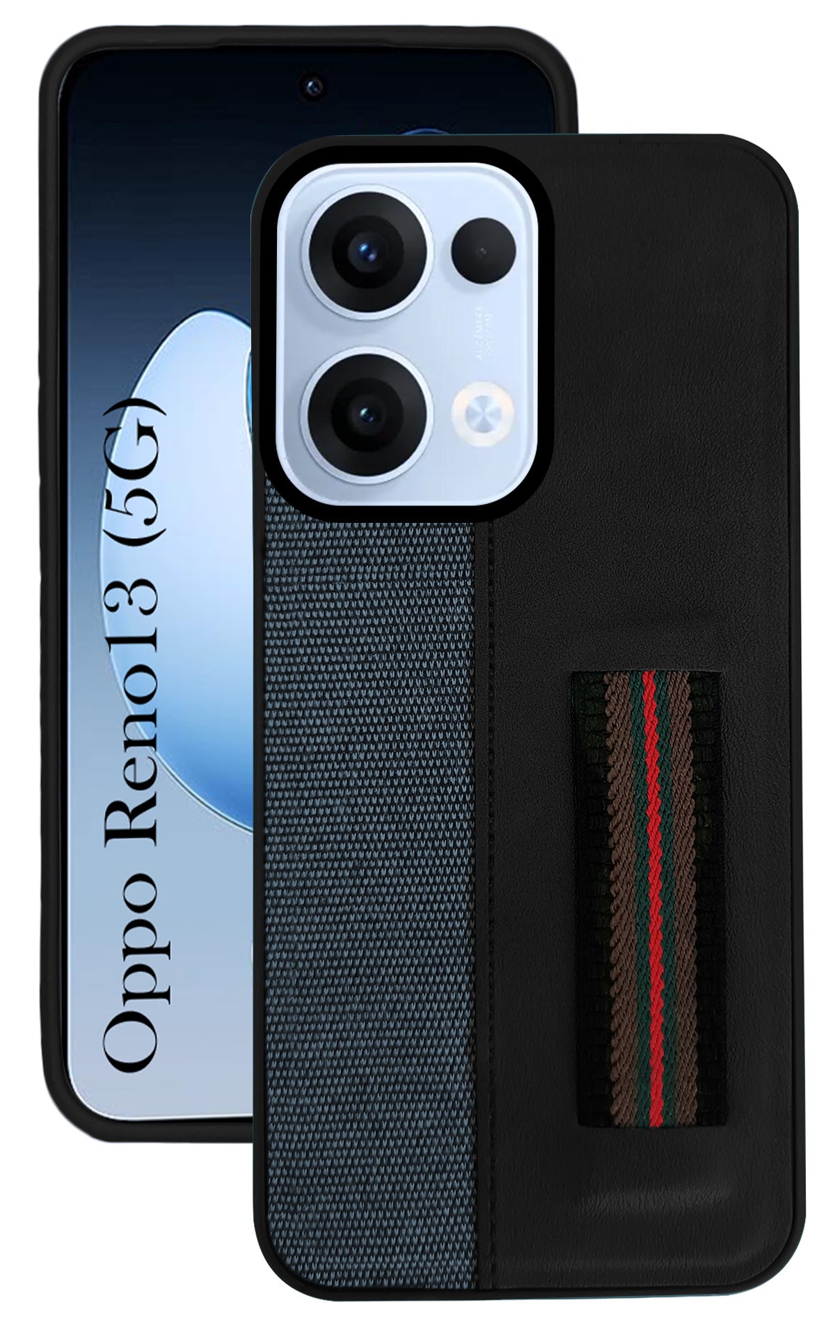 For Oppo Reno13 | Oppo Reno 13 Back Cover Case (Professional PU Leather | Strip Chain Holder Socket)
