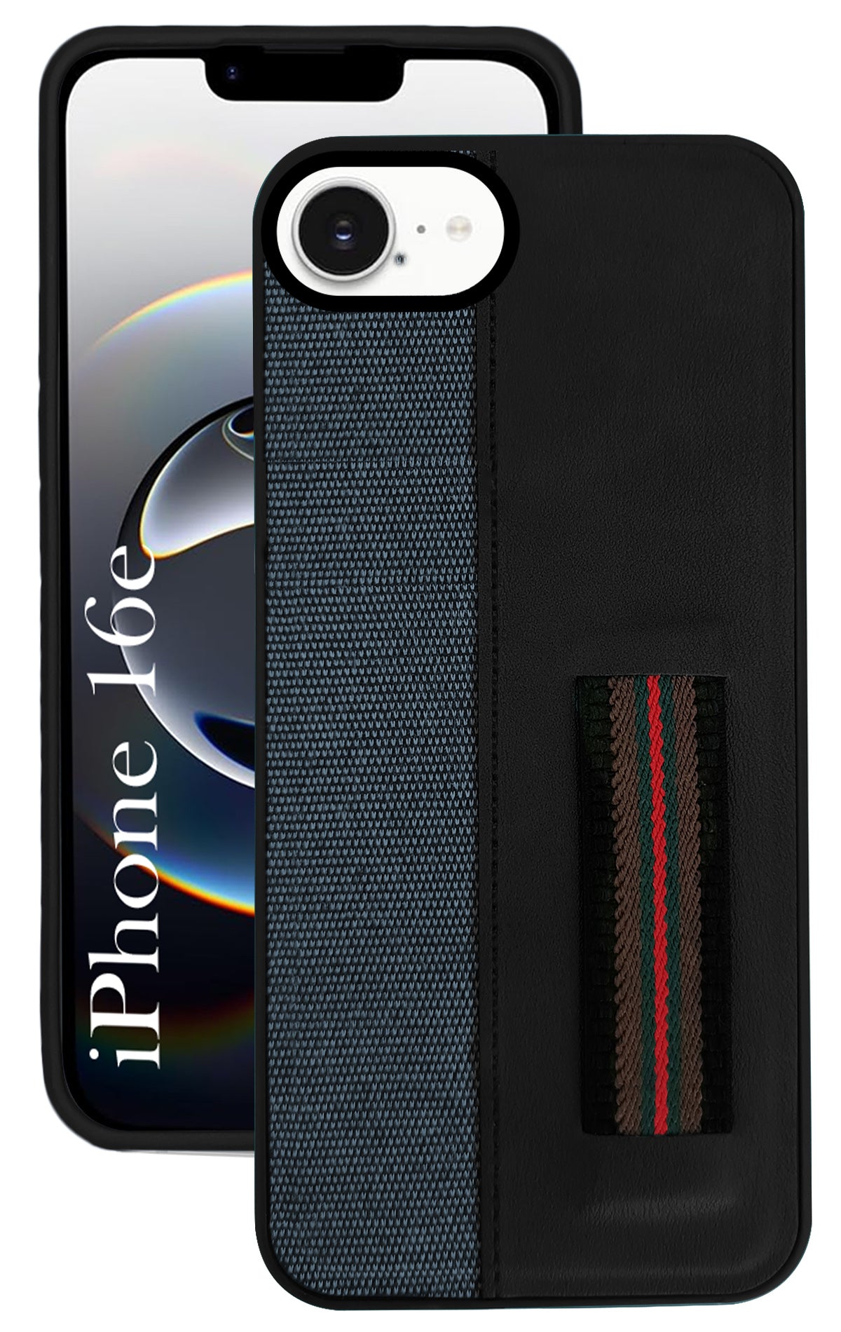 For iPhone 16e Back Cover Case (Professional PU Leather | Strip Chain Holder Socket)