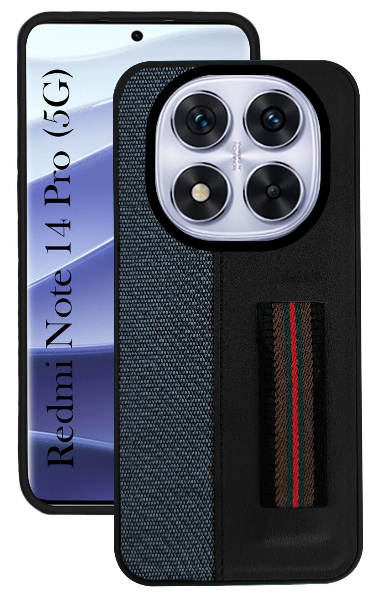 For Redmi Note 14 Pro Back Cover Case ( Professional PU Leather | Strip Chain Holder Socket)