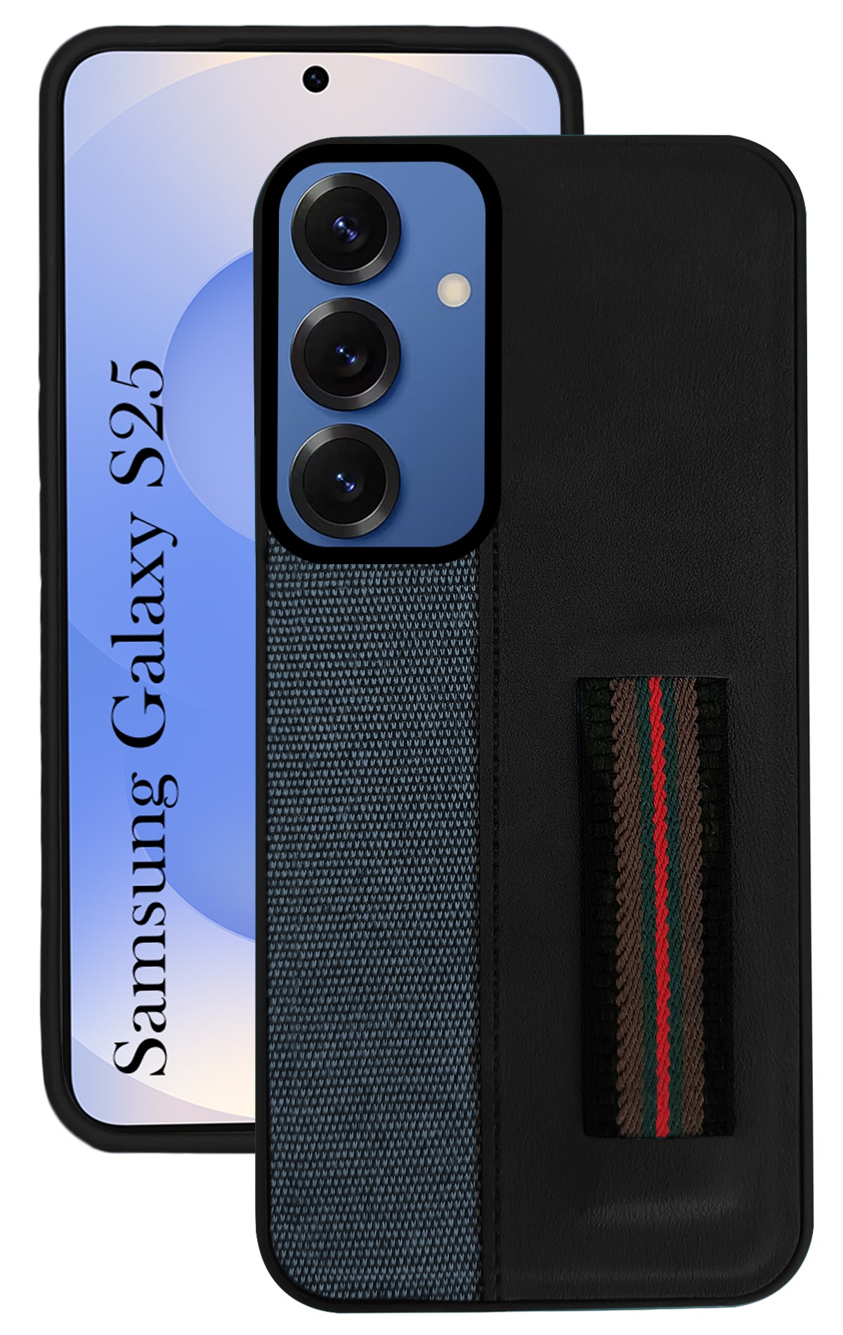 For Samsung Galaxy S25 Back Cover Case ( Professional PU Leather | Strip Chain Holder Socket)