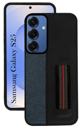 For Samsung Galaxy S25 Back Cover Case ( Professional PU Leather | Strip Chain Holder Socket)