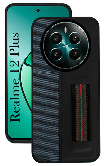 For Realme 12 Plus Back Cover Case (Professional PU Leather | Strip Chain Holder Socket)