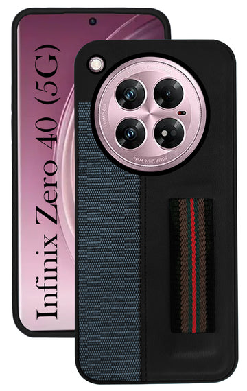 For Infinix Zero 40 5G Back Cover Case ( Professional PU Leather | Strip Chain Holder Socket)