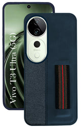 For Vivo T3 Ultra Back Cover Case ( Professional PU Leather | Strip Chain Holder Socket)