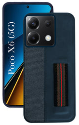 For Poco X6 5G Back Cover Case ( Professional PU Leather | Strip Chain Holder Socket)