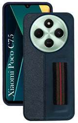For Poco C75 | Poco M7 Back Cover Case ( Professional PU Leather | Strip Chain Holder Socket)