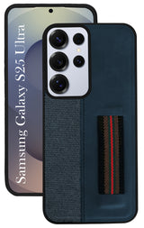 For Samsung Galaxy S25 Ultra Back Cover Case ( Professional PU Leather | Strip Chain Holder Socket)