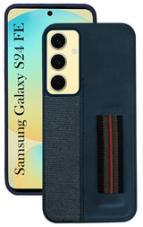 For Samsung Galaxy S24 FE Back Cover Case ( Professional PU Leather | Strip Chain Holder Socket)