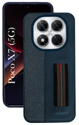 For Xiaomi Poco X7 Back Cover Case ( Professional PU Leather | Strip Chain Holder Socket)