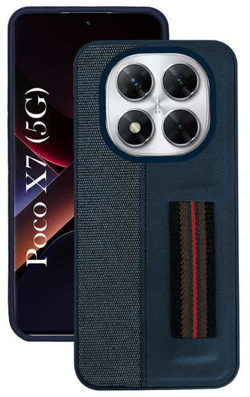 For Xiaomi Poco X7 Back Cover Case ( Professional PU Leather | Strip Chain Holder Socket)